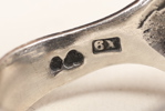 Ring, silver, oidentifierad silversmed, B.TK, Stockholm, 1972 samt ring, silver, akvamarin, 1964