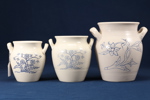 Syltkrukor, 3 st, Rörstrand och Gustavsberg, glaserad stenmassa, höjd 16 - 23,5 cm