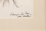 André Prah (född 1941), Gösta Ekman som Strindberg, tusch, med dedikation, bildmått 23 x 16 cm